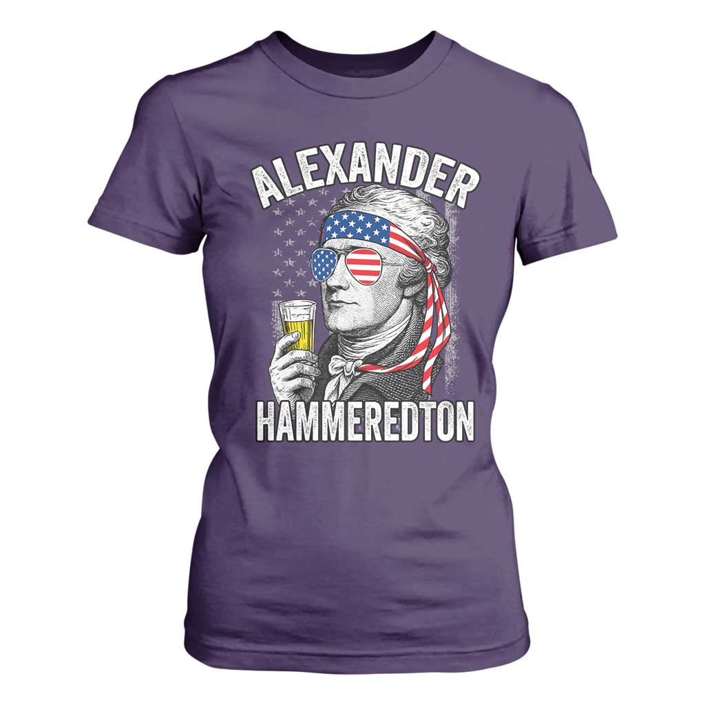 Funny Hamilton Drinking T Shirt For Women Alexander Hammeredton 4th of July Beer Merica Flag TS10 Purple Print Your Wear