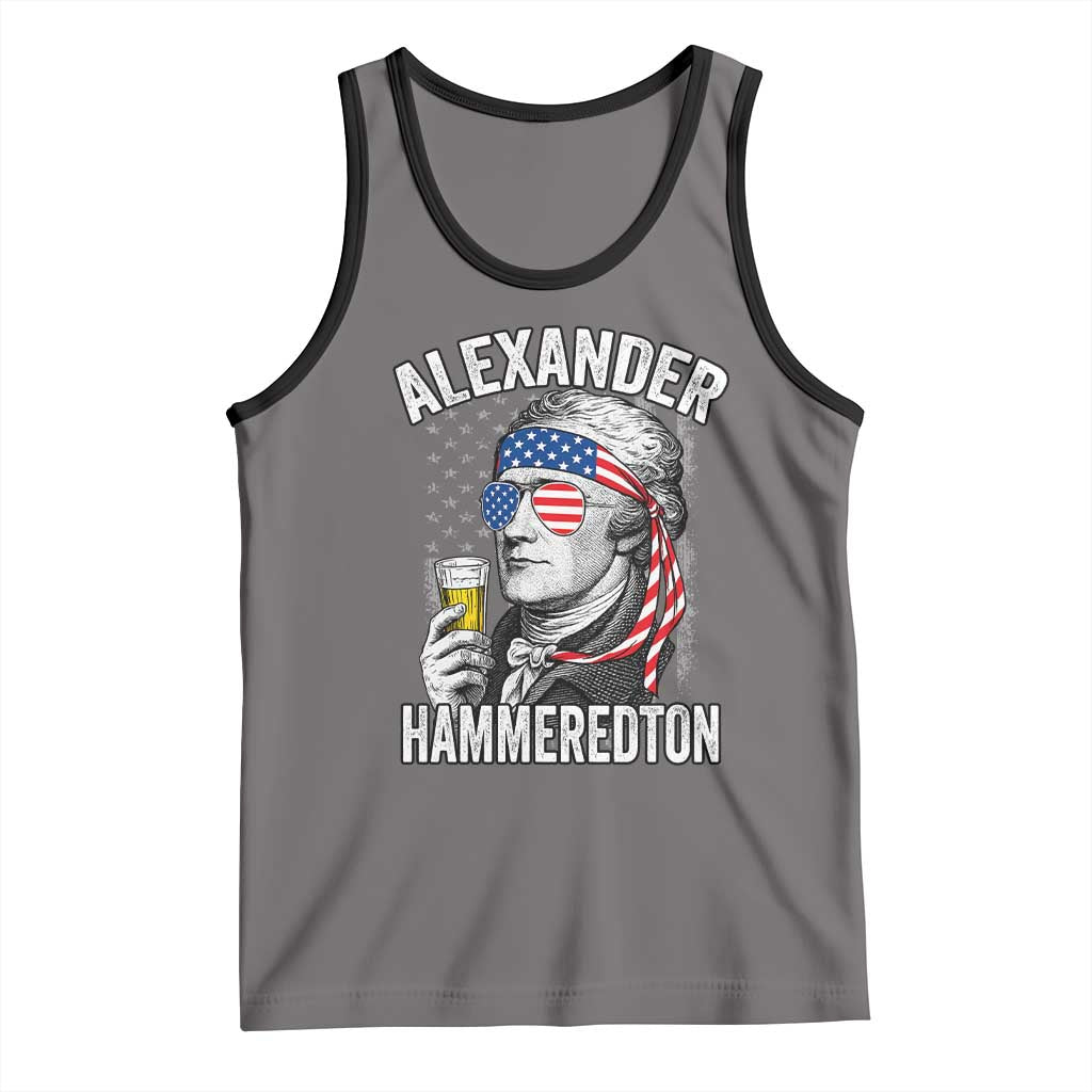 Funny Hamilton Drinking Tank Top Alexander Hammeredton 4th of July Beer Merica Flag TS10 Deep Heather Black Print Your Wear
