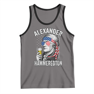 Funny Hamilton Drinking Tank Top Alexander Hammeredton 4th of July Beer Merica Flag TS10 Deep Heather Black Print Your Wear