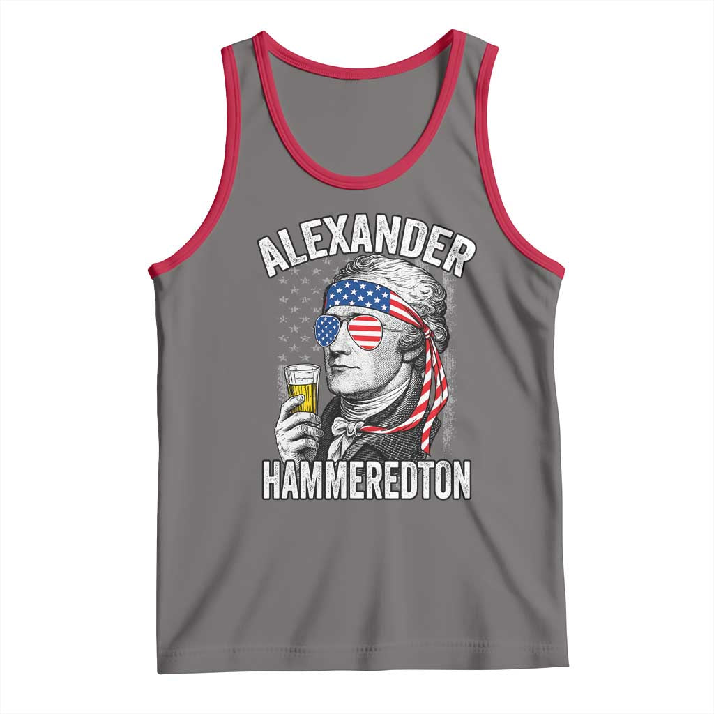 Funny Hamilton Drinking Tank Top Alexander Hammeredton 4th of July Beer Merica Flag TS10 Deep Heather Red Print Your Wear