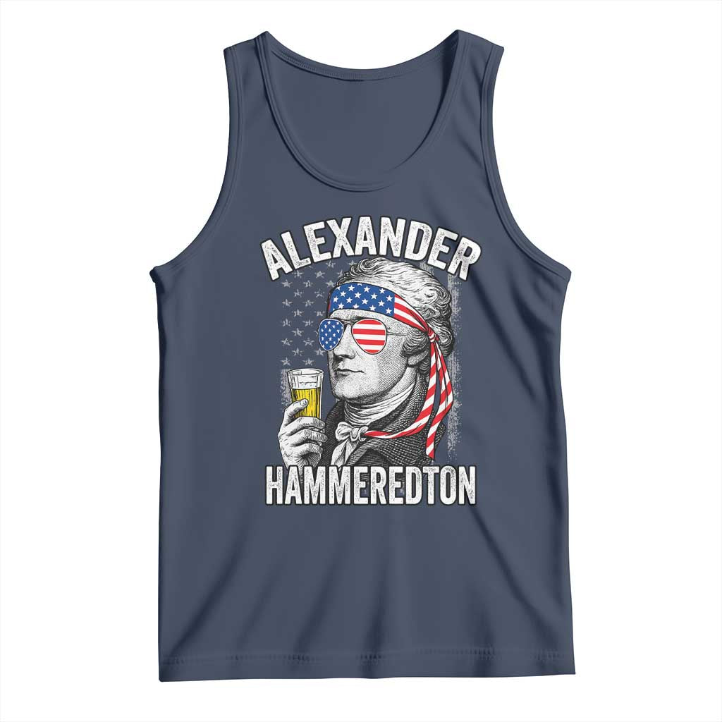 Funny Hamilton Drinking Tank Top Alexander Hammeredton 4th of July Beer Merica Flag TS10 Navy Print Your Wear