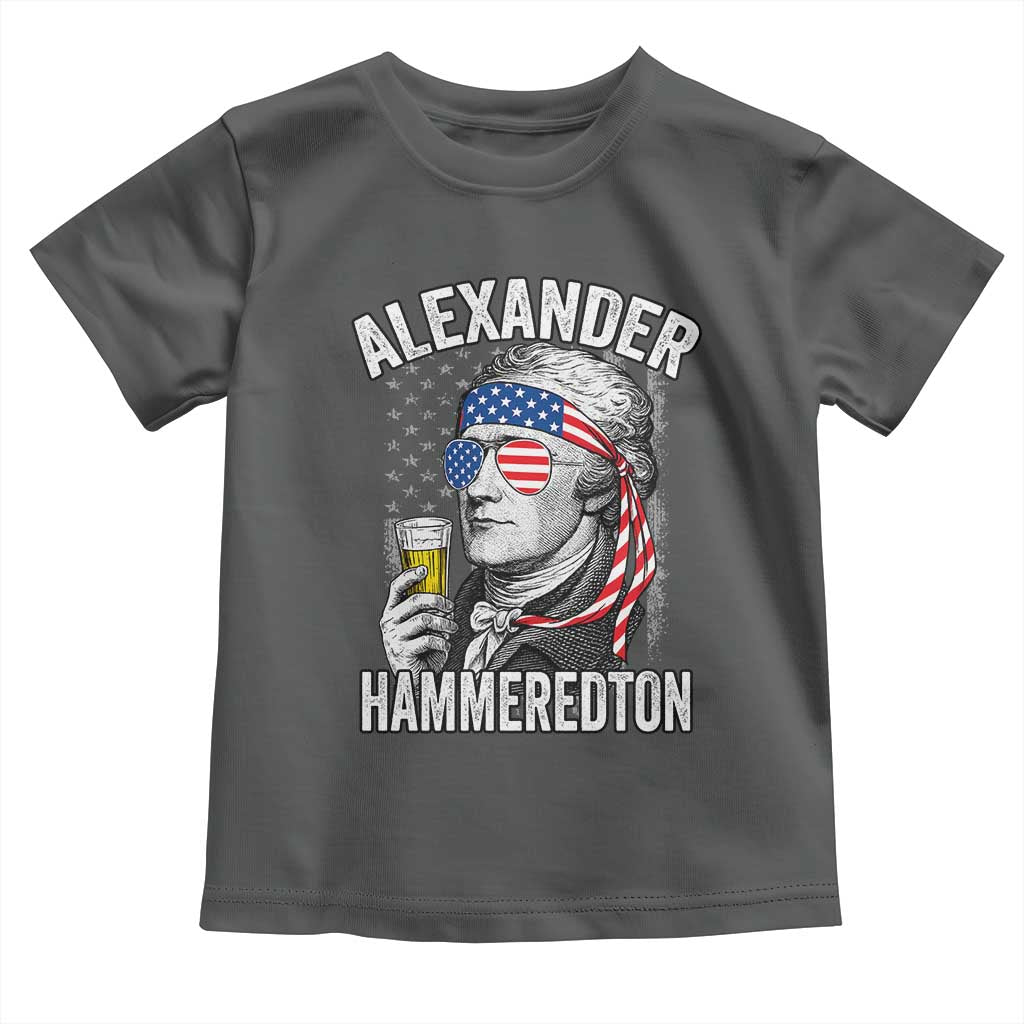 Funny Hamilton Drinking Toddler T Shirt Alexander Hammeredton 4th of July Beer Merica Flag TS10 Dark Heather Print Your Wear