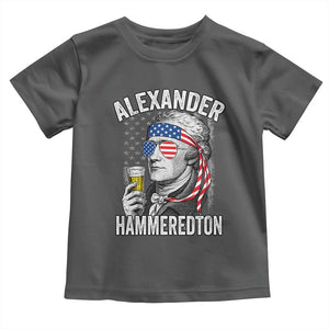 Funny Hamilton Drinking Toddler T Shirt Alexander Hammeredton 4th of July Beer Merica Flag TS10 Dark Heather Print Your Wear