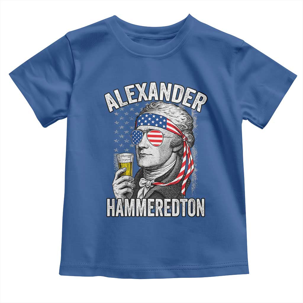 Funny Hamilton Drinking Toddler T Shirt Alexander Hammeredton 4th of July Beer Merica Flag TS10 Royal Blue Print Your Wear