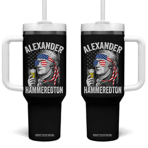 Funny Hamilton Drinking Tumbler With Handle Alexander Hammeredton 4th of July Beer Merica Flag TS10 One Size: 40 oz Black Print Your Wear
