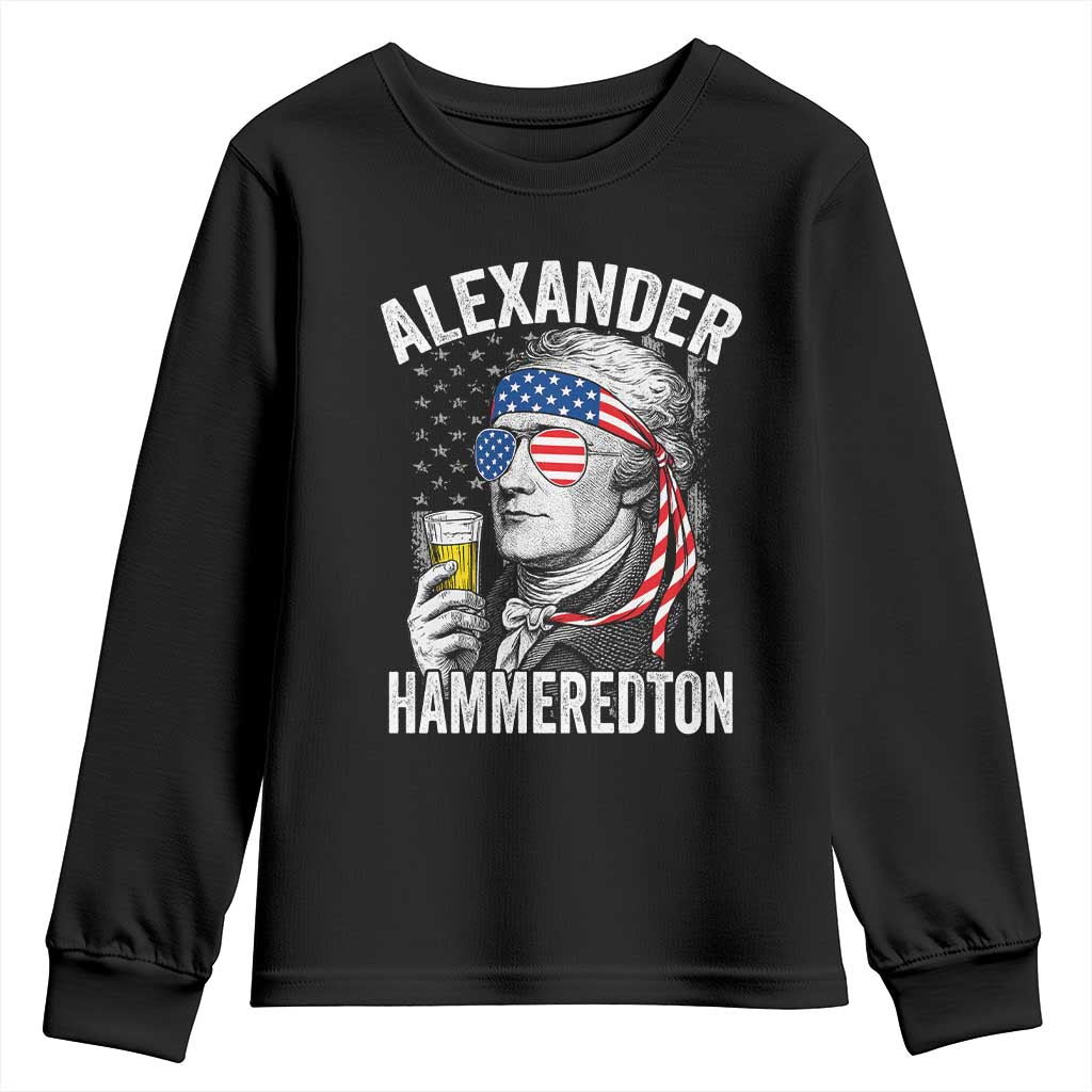 Funny Hamilton Drinking Youth Sweatshirt Alexander Hammeredton 4th of July Beer Merica Flag TS10 Black Print Your Wear