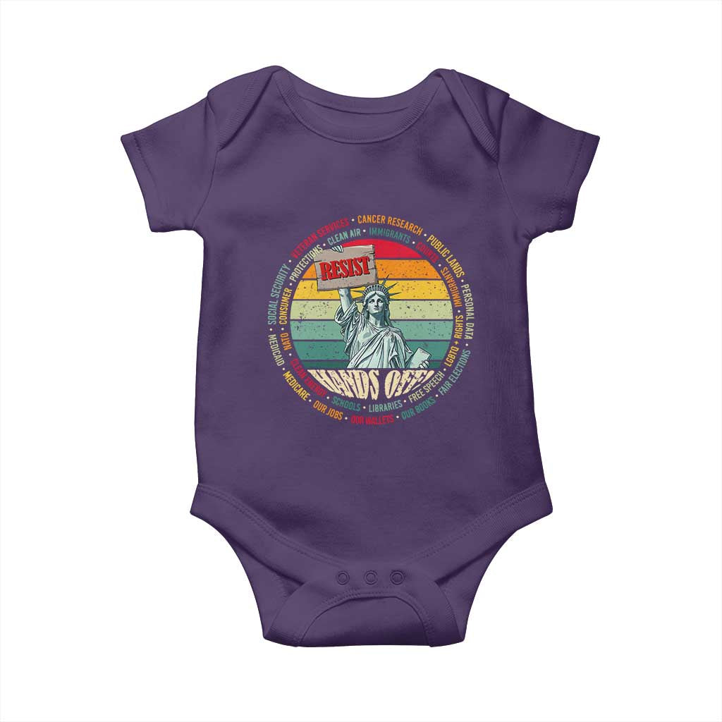Funny Hands Off Baby Onesie Resist Vintage Statue Of Liberty TS11 Purple Print Your Wear