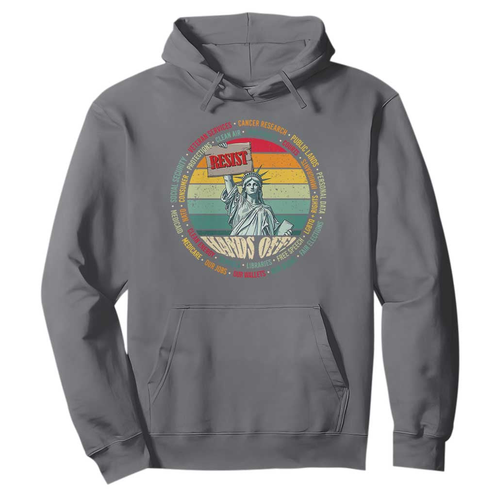 Funny Hands Off Hoodie Resist Vintage Statue Of Liberty TS11 Charcoal Print Your Wear