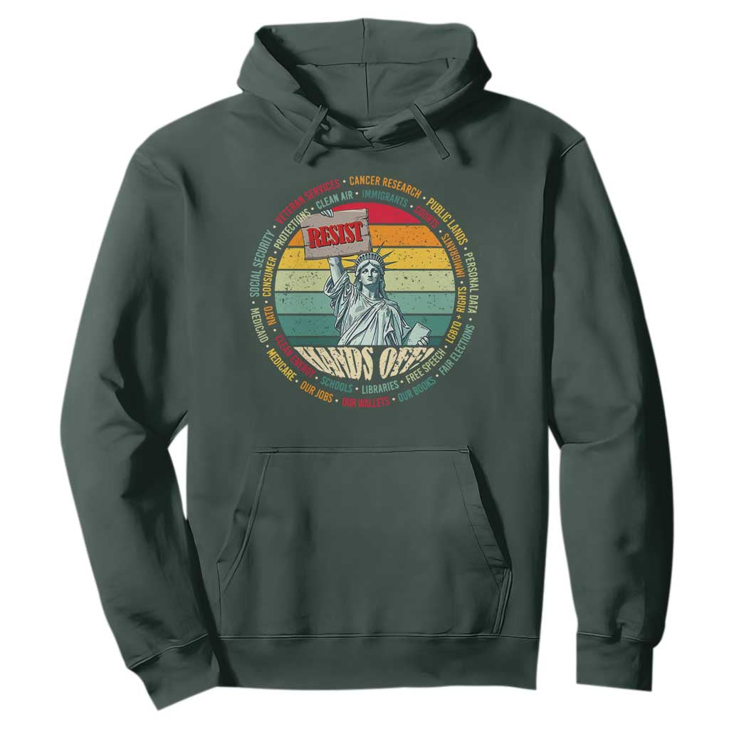 Funny Hands Off Hoodie Resist Vintage Statue Of Liberty TS11 Dark Forest Green Print Your Wear