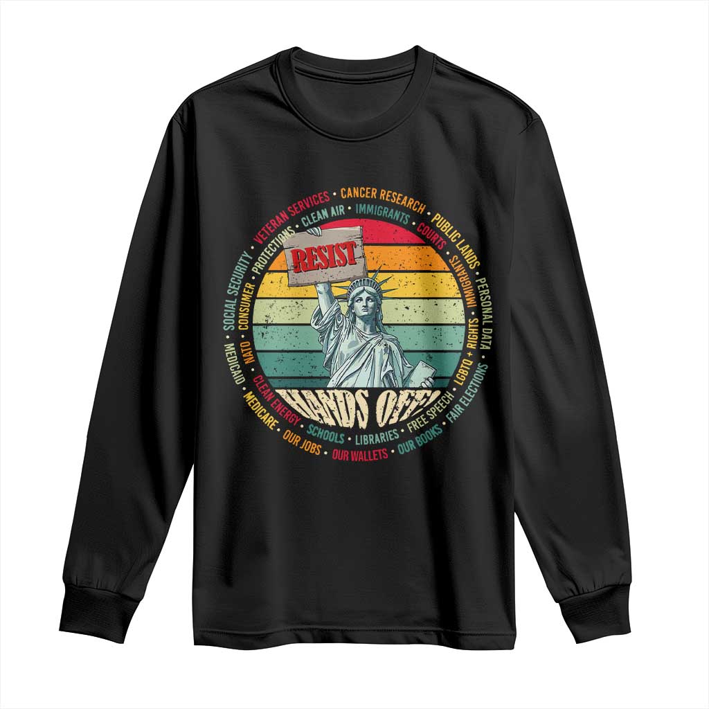 Funny Hands Off Long Sleeve Shirt Resist Vintage Statue Of Liberty TS11 Black Print Your Wear