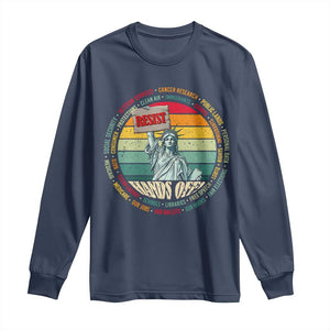 Funny Hands Off Long Sleeve Shirt Resist Vintage Statue Of Liberty TS11 Navy Print Your Wear