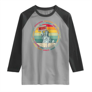 Funny Hands Off Raglan Shirt Resist Vintage Statue Of Liberty TS11 Sport Gray Black Print Your Wear