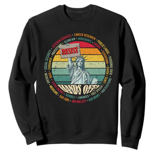 Funny Hands Off Sweatshirt Resist Vintage Statue Of Liberty TS11 Black Print Your Wear