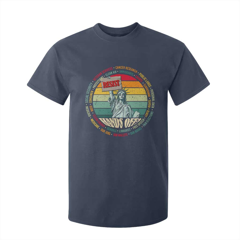 Funny Hands Off T Shirt For Kid Resist Vintage Statue Of Liberty TS11 Navy Print Your Wear