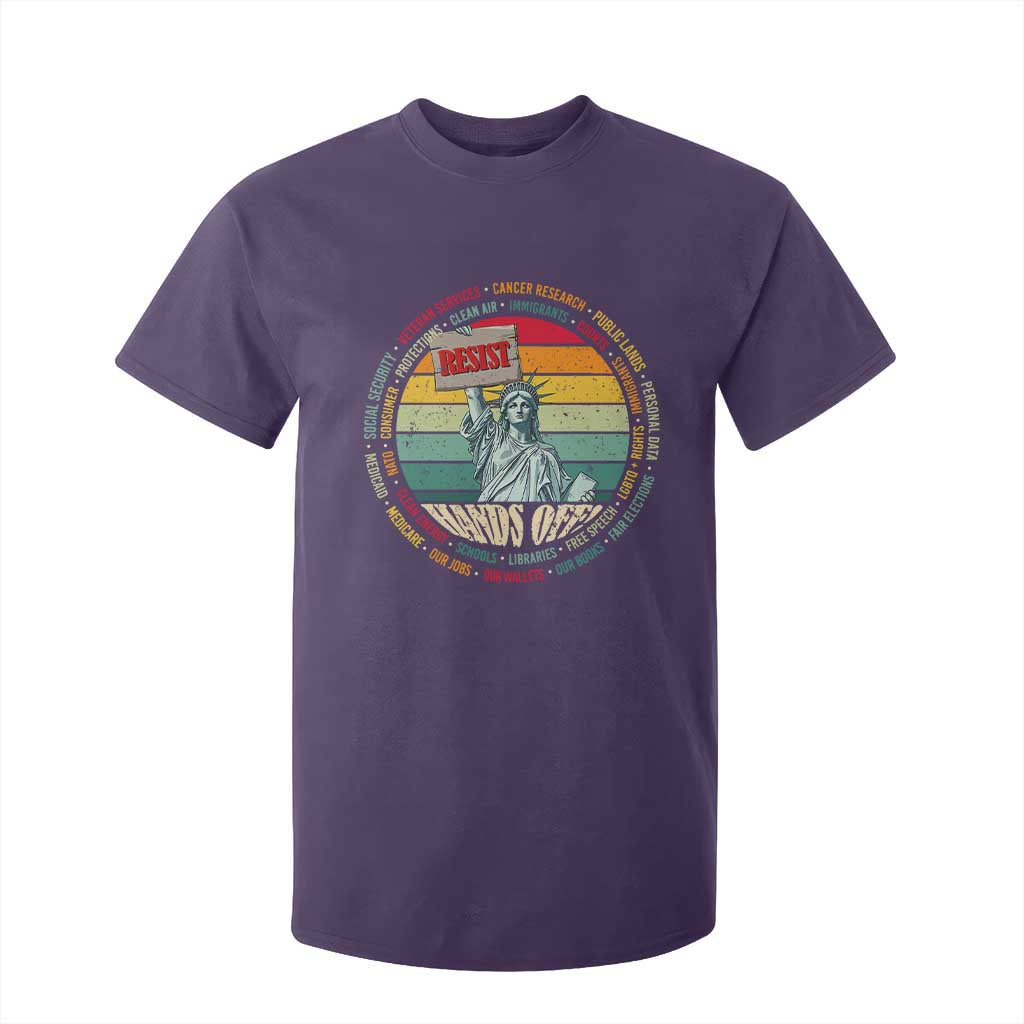 Funny Hands Off T Shirt For Kid Resist Vintage Statue Of Liberty TS11 Purple Print Your Wear
