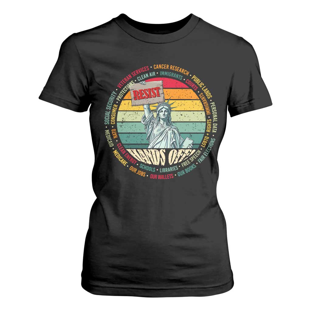 Funny Hands Off T Shirt For Women Resist Vintage Statue Of Liberty TS11 Black Print Your Wear