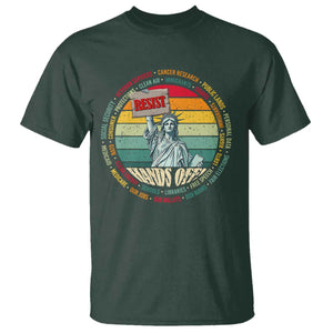 Funny Hands Off T Shirt Resist Vintage Statue Of Liberty TS11 Dark Forest Green Print Your Wear
