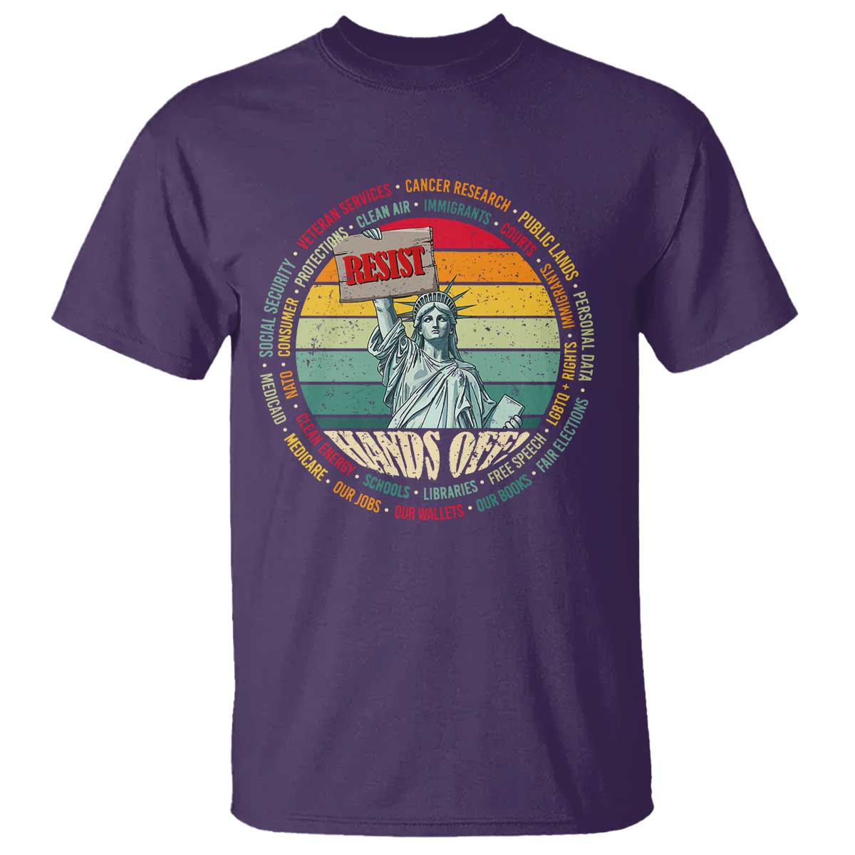 Funny Hands Off T Shirt Resist Vintage Statue Of Liberty TS11 Purple Print Your Wear