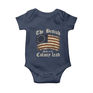 Funny Historical Baby Onesie The British Blew A Thirteen Colony Lead Patriotic Humor TS10 Navy Print Your Wear