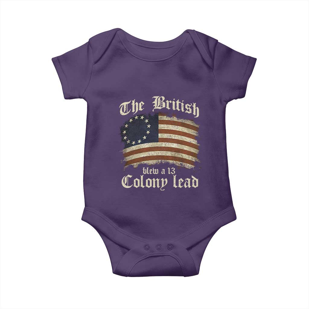 Funny Historical Baby Onesie The British Blew A Thirteen Colony Lead Patriotic Humor TS10 Purple Print Your Wear
