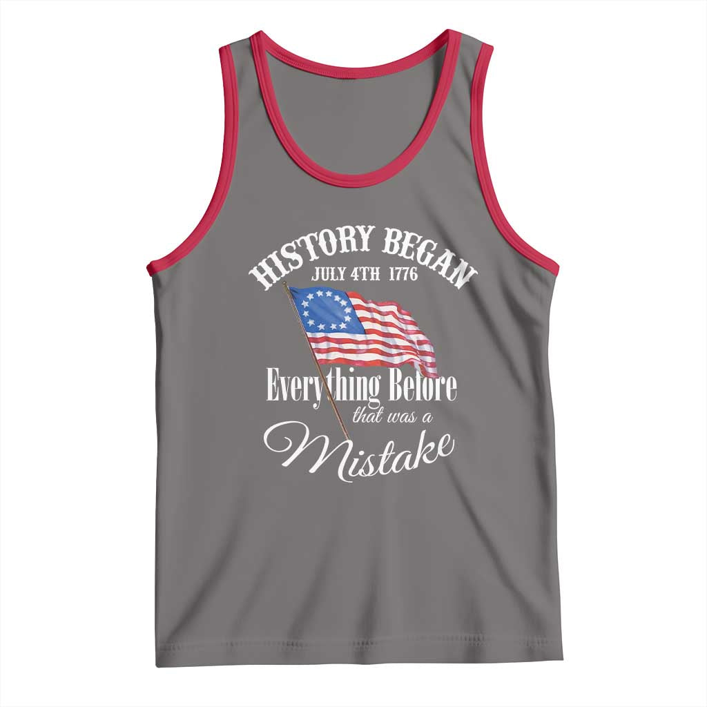 Funny History Began July 4th 1776 Everthing Before That Was A Mistake Tank Top 4th Of July TS11 Deep Heather Red Print Your Wear