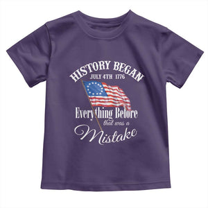 Funny History Began July 4th 1776 Everthing Before That Was A Mistake Toddler T Shirt 4th Of July TS11 Purple Print Your Wear