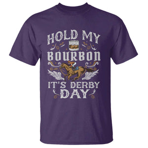 Funny Hold My Bourbon It's Derby Day T Shirt Horse Racing TS11 Purple Print Your Wear