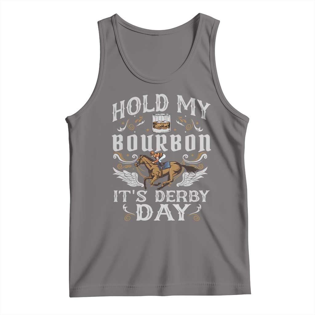 Funny Hold My Bourbon It's Derby Day Tank Top Horse Racing TS11 Deep Heather Print Your Wear