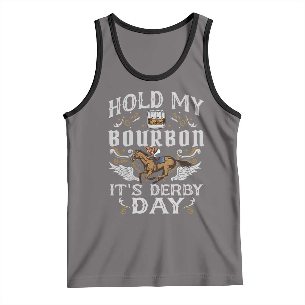 Funny Hold My Bourbon It's Derby Day Tank Top Horse Racing TS11 Deep Heather Black Print Your Wear