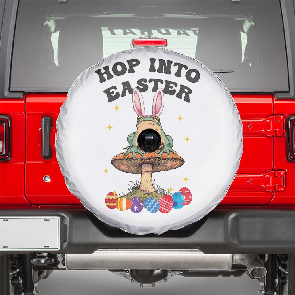Funny Hop Into Easter Spare Tire Cover Easter Day Frog Bunny Egg TS11 White Print Your Wear