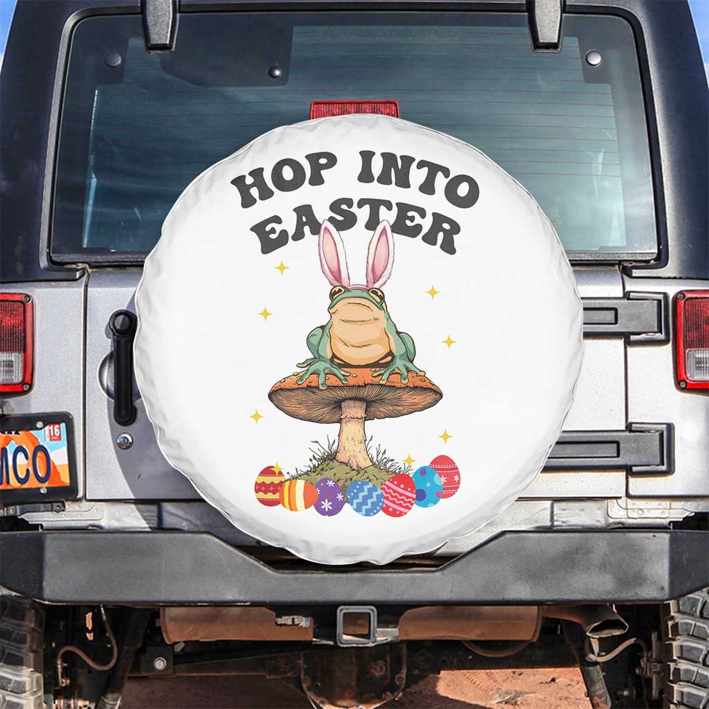 Funny Hop Into Easter Spare Tire Cover Easter Day Frog Bunny Egg TS11 No hole White Print Your Wear