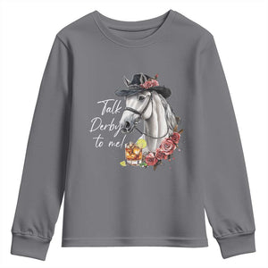 Funny Horse Lover Talk Derby To Me Youth Sweatshirt TS11 Charcoal Print Your Wear