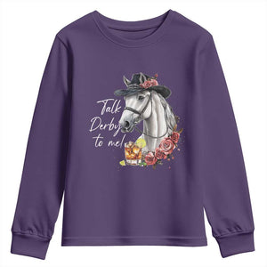 Funny Horse Lover Talk Derby To Me Youth Sweatshirt TS11 Purple Print Your Wear