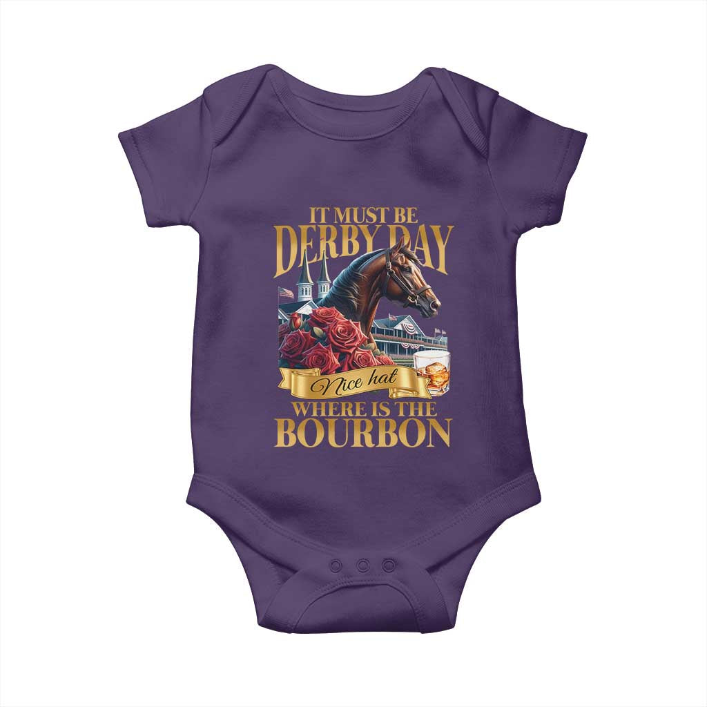 Funny Horse Racing Derby Day Baby Onesie It Must Be Derby Day Nice Hat Where Is The Bourbon TS11 Purple Print Your Wear