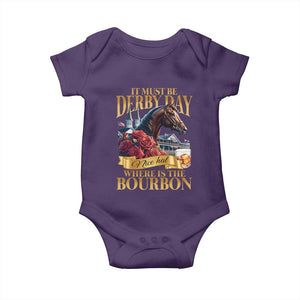 Funny Horse Racing Derby Day Baby Onesie It Must Be Derby Day Nice Hat Where Is The Bourbon TS11 Purple Print Your Wear