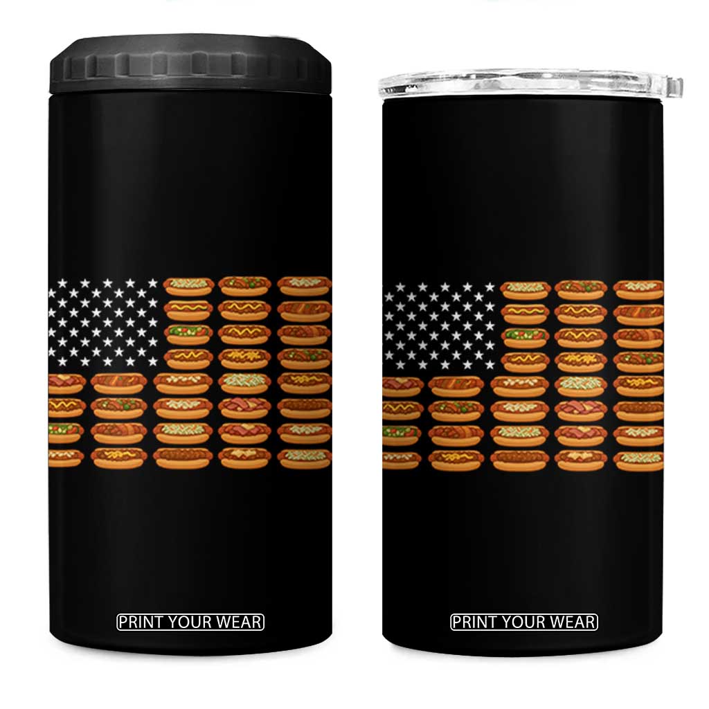 Funny Hot Dog American Flag 4 in 1 Can Cooler Tumbler Patriotic USA 4th of July Summer BBQ Party TS02 One Size: 16 oz Black Print Your Wear