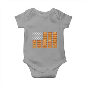 Funny Hot Dog American Flag Baby Onesie Patriotic USA 4th of July Summer BBQ Party TS02 Sport Gray Print Your Wear