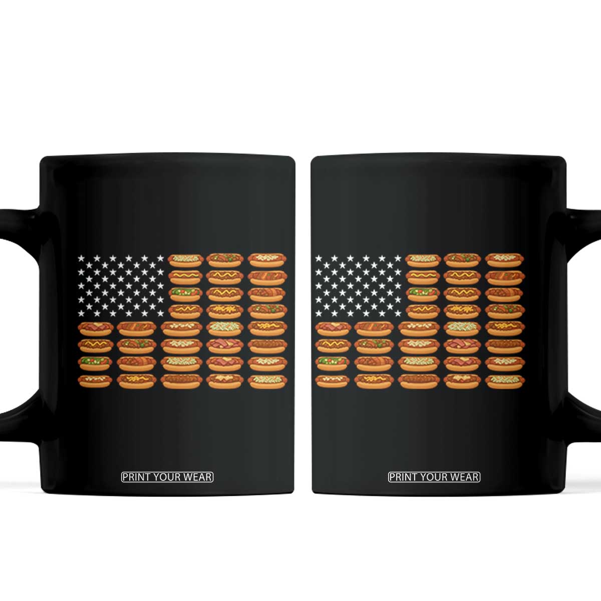 Funny Hot Dog American Flag Coffee Mug Patriotic USA 4th of July Summer BBQ Party TS02 Black Print Your Wear