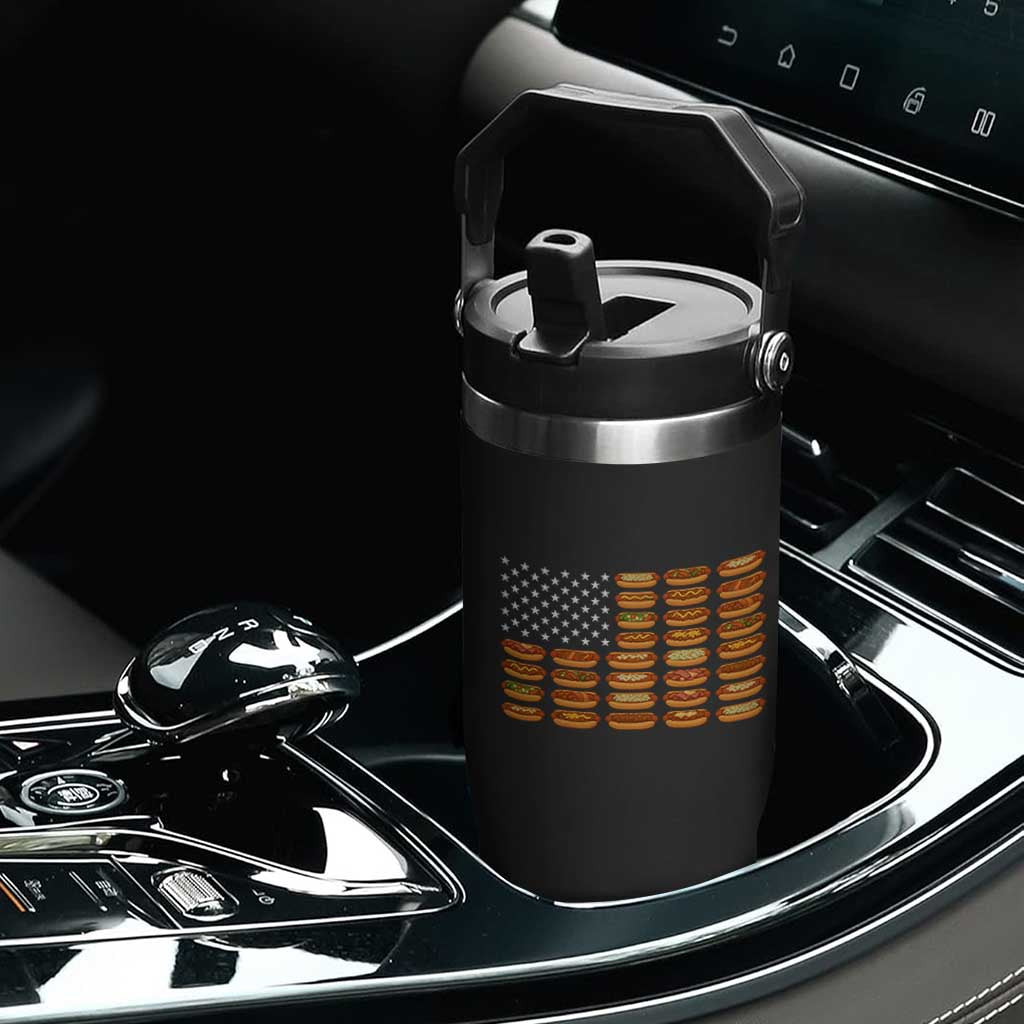 Funny Hot Dog American Flag Flip Straw Tumbler Patriotic USA 4th of July Summer BBQ Party TS02 Print Your Wear