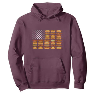 Funny Hot Dog American Flag Hoodie Patriotic USA 4th of July Summer BBQ Party TS02 Maroon Print Your Wear