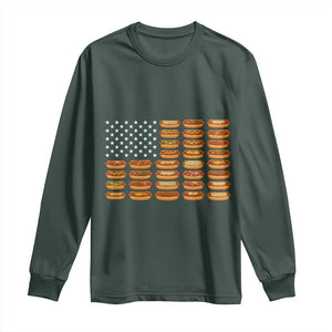 Funny Hot Dog American Flag Long Sleeve Shirt Patriotic USA 4th of July Summer BBQ Party TS02 Dark Forest Green Print Your Wear
