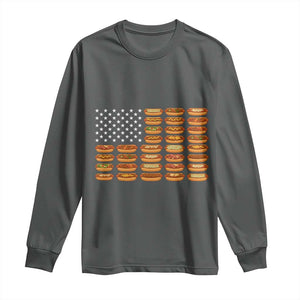 Funny Hot Dog American Flag Long Sleeve Shirt Patriotic USA 4th of July Summer BBQ Party TS02 Dark Heather Print Your Wear