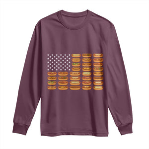 Funny Hot Dog American Flag Long Sleeve Shirt Patriotic USA 4th of July Summer BBQ Party TS02 Maroon Print Your Wear