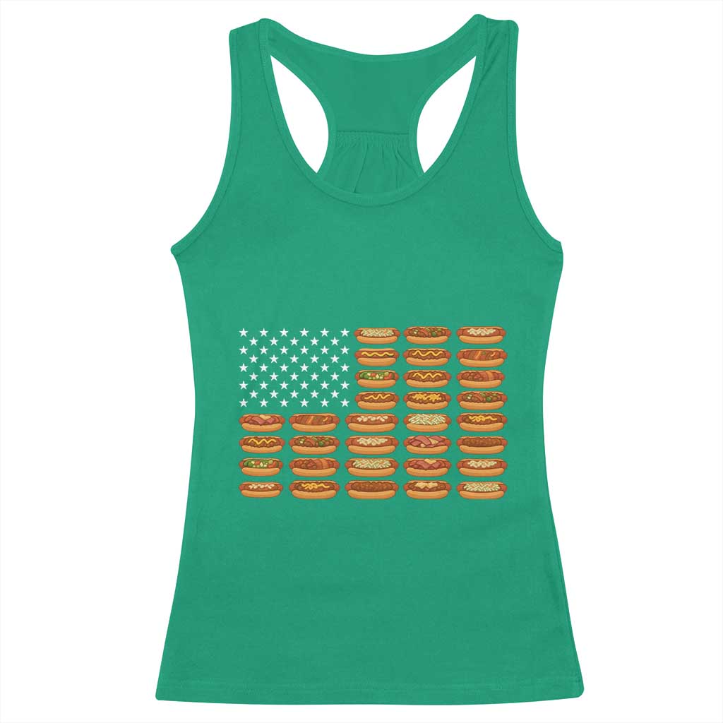 Funny Hot Dog American Flag Racerback Tank Top Patriotic USA 4th of July Summer BBQ Party TS02 Irish Green Print Your Wear