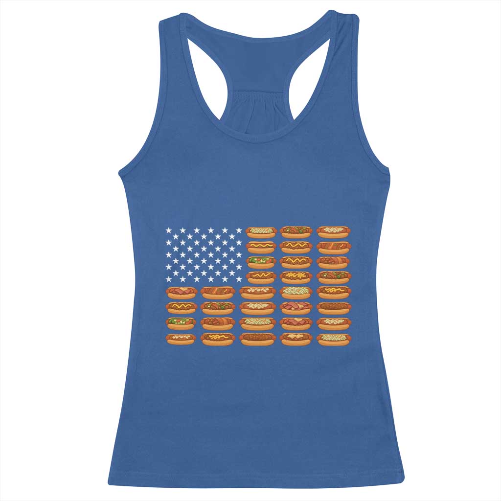 Funny Hot Dog American Flag Racerback Tank Top Patriotic USA 4th of July Summer BBQ Party TS02 Royal Blue Print Your Wear