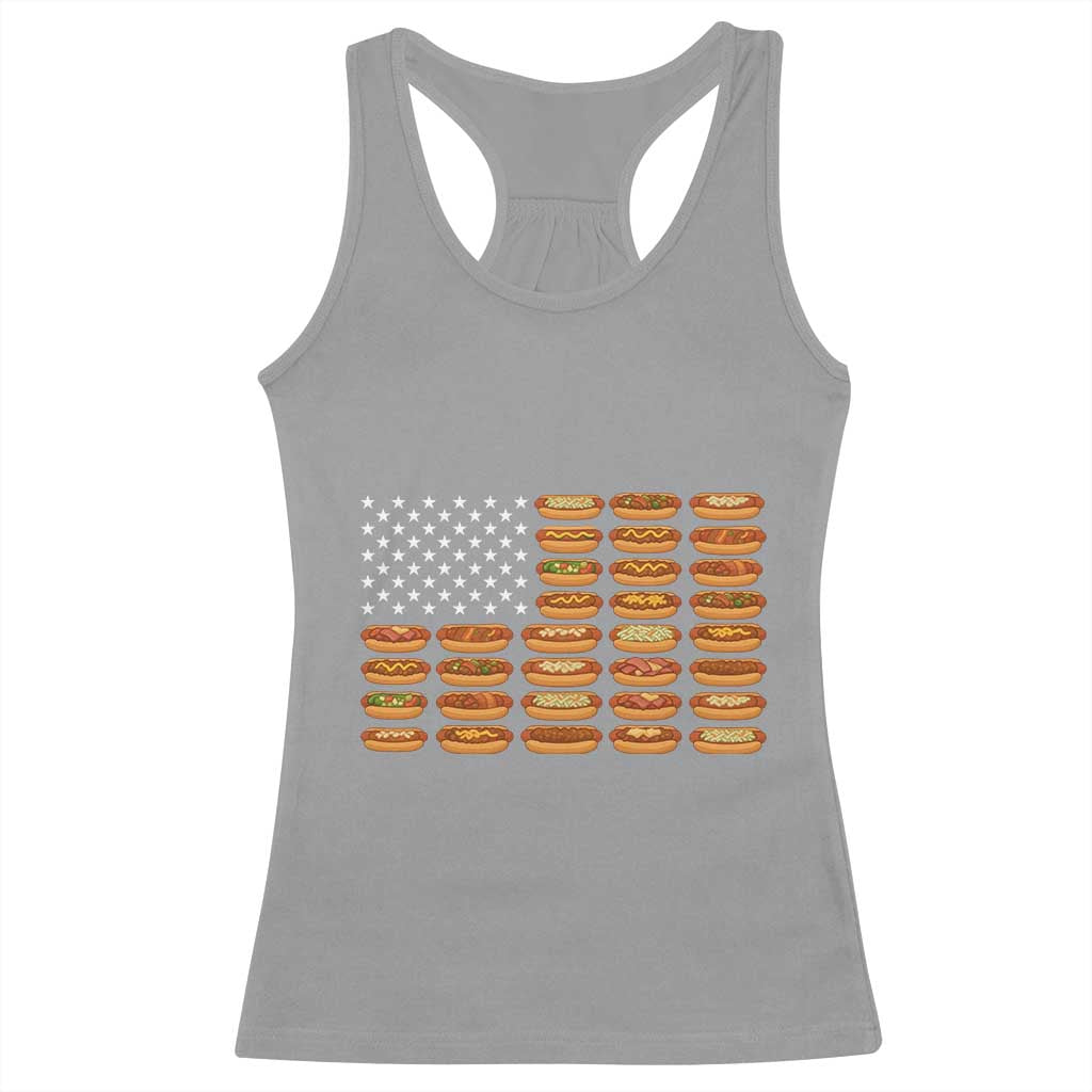 Funny Hot Dog American Flag Racerback Tank Top Patriotic USA 4th of July Summer BBQ Party TS02 Sport Gray Print Your Wear