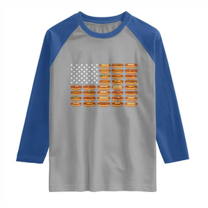 Funny Hot Dog American Flag Raglan Shirt Patriotic USA 4th of July Summer BBQ Party TS02 Sport Gray Royal Print Your Wear