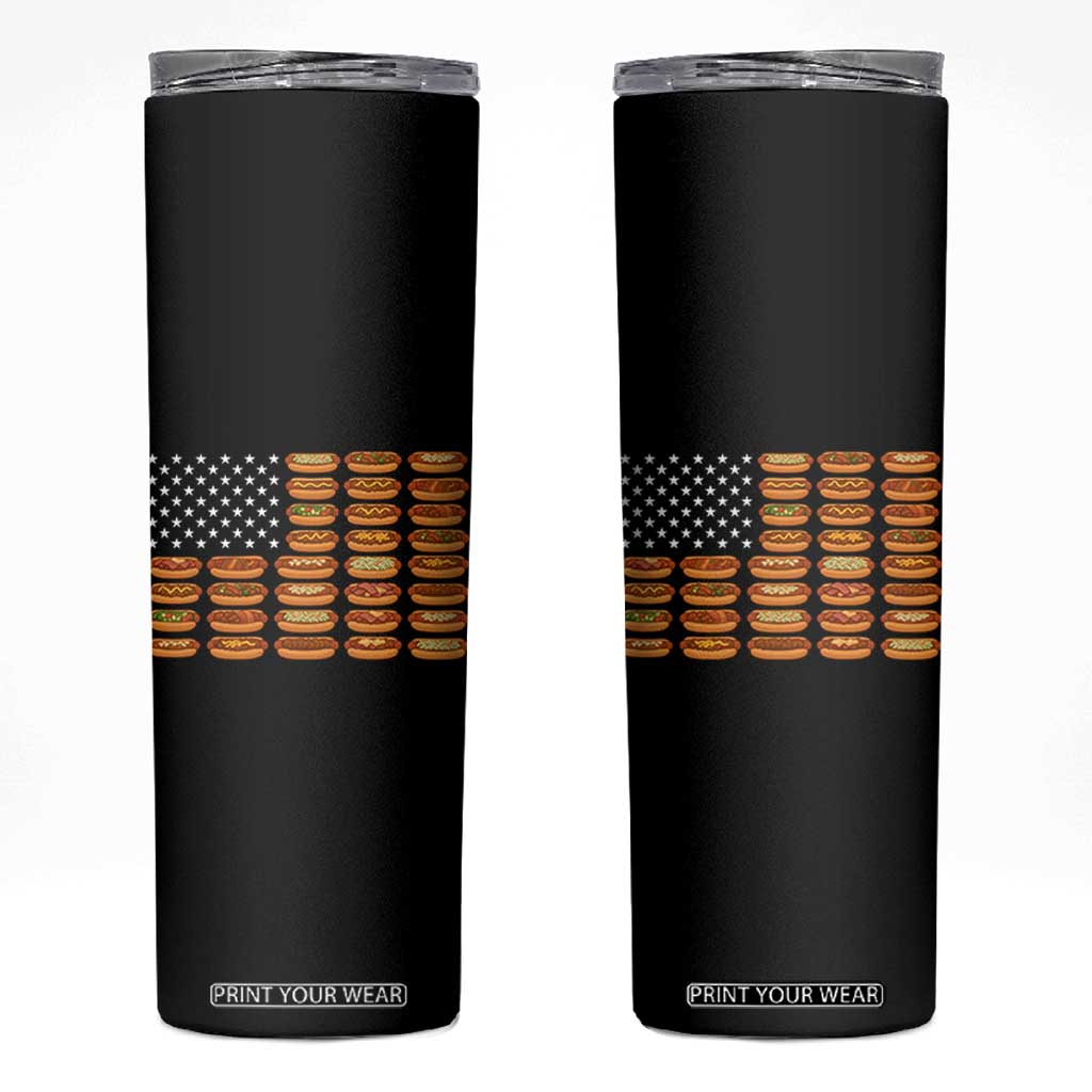 Funny Hot Dog American Flag Skinny Tumbler Patriotic USA 4th of July Summer BBQ Party TS02 Black Print Your Wear