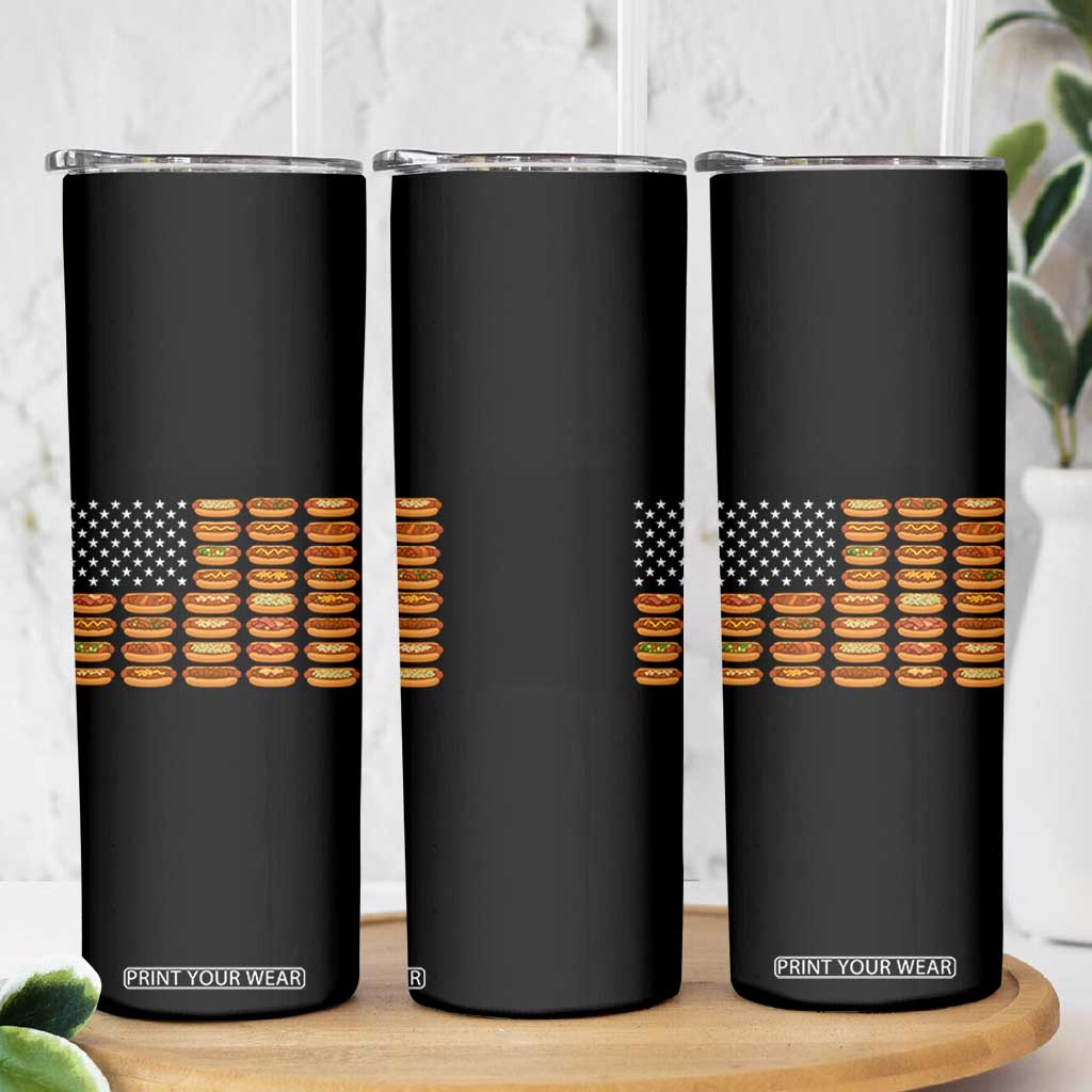 Funny Hot Dog American Flag Skinny Tumbler Patriotic USA 4th of July Summer BBQ Party TS02 Print Your Wear
