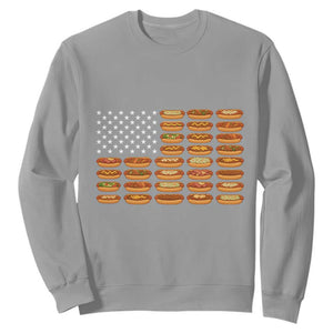 Funny Hot Dog American Flag Sweatshirt Patriotic USA 4th of July Summer BBQ Party TS02 Sport Gray Print Your Wear
